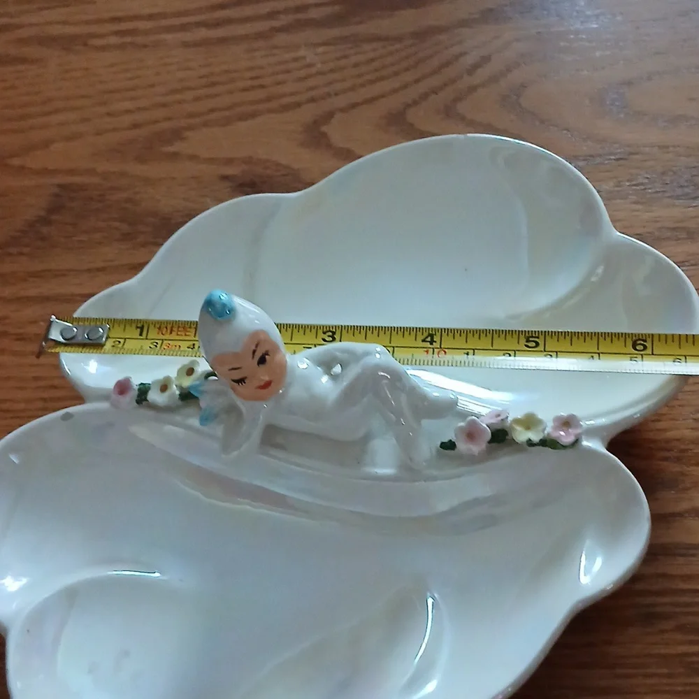 Vintage Lefton irridescent divided pixie candy dish - Picture 9 of 10
